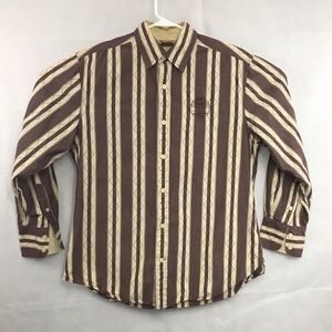 Timberland Button Up Maroon Tan Embroidered Logo